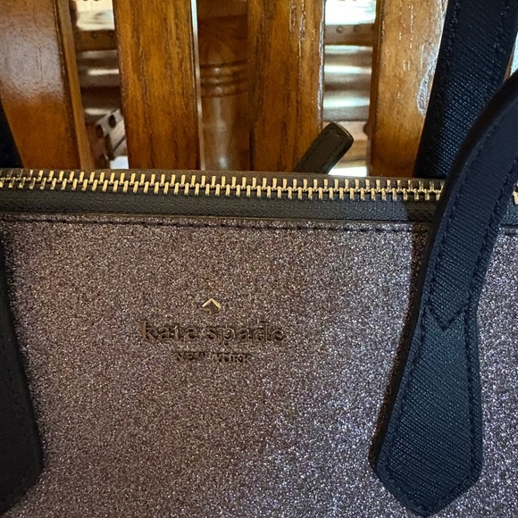 Kate Spade Lola Joeley Tinsel Shimmer Glitter Black Satchel Crossbody - Picture 2 of 11